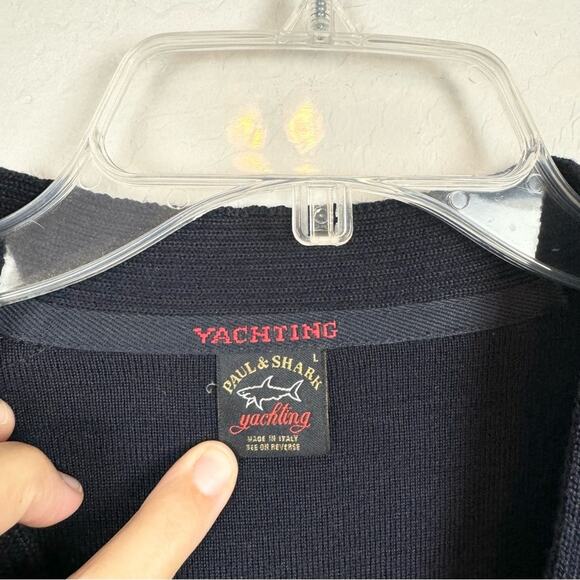 Vintage Paul & Shark Yachting Sweater Cardigan Navy Men's L Nautical Preppy - Picture 8 of 13